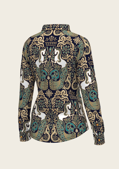Mermaid Horses Ladies Button Shirt