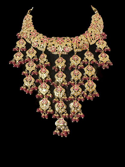 C567 Mehera bridal choker set in ruby pearl combination ( READY TO SHIP )