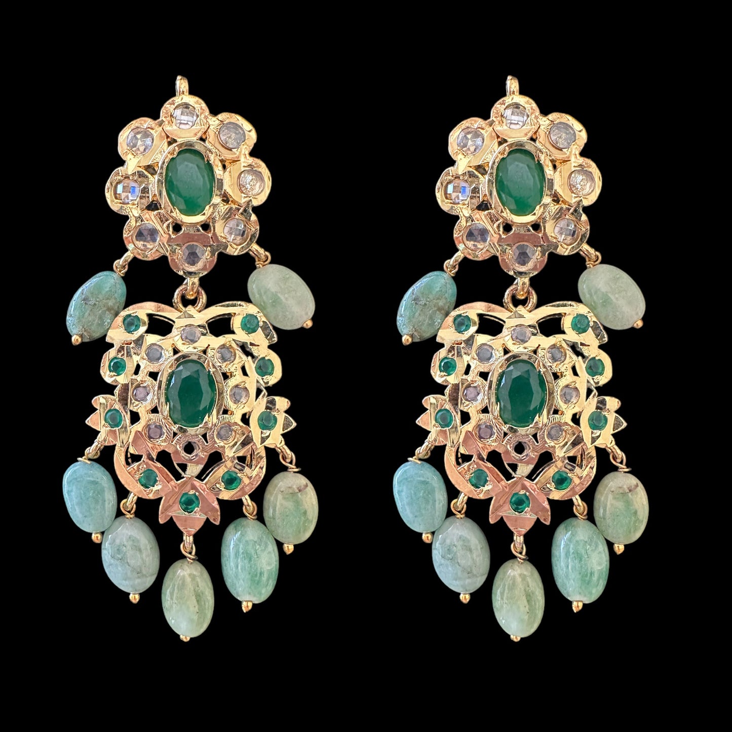 SAT92 Fresh water pearl and emerald beads satlada ( READY TO SHIP )