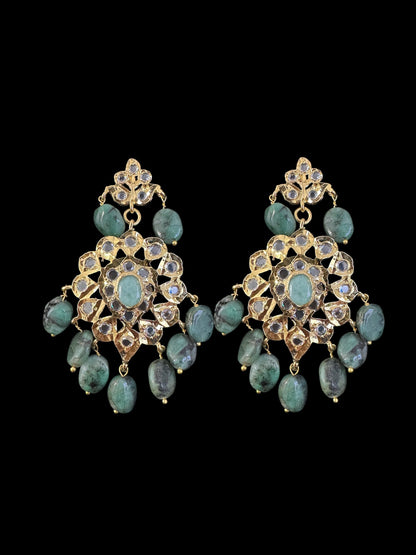DLN125 SHARNAZ Gold plated Rani haar in real emerald beads ( READY TO SHIP )