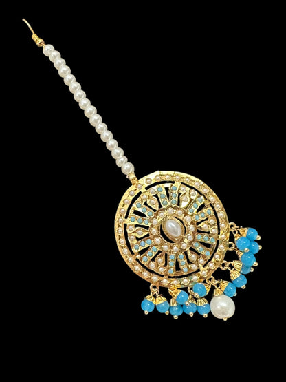 C514 Gold plated jadau choker in turquoise   ( READY TO SHIP  )