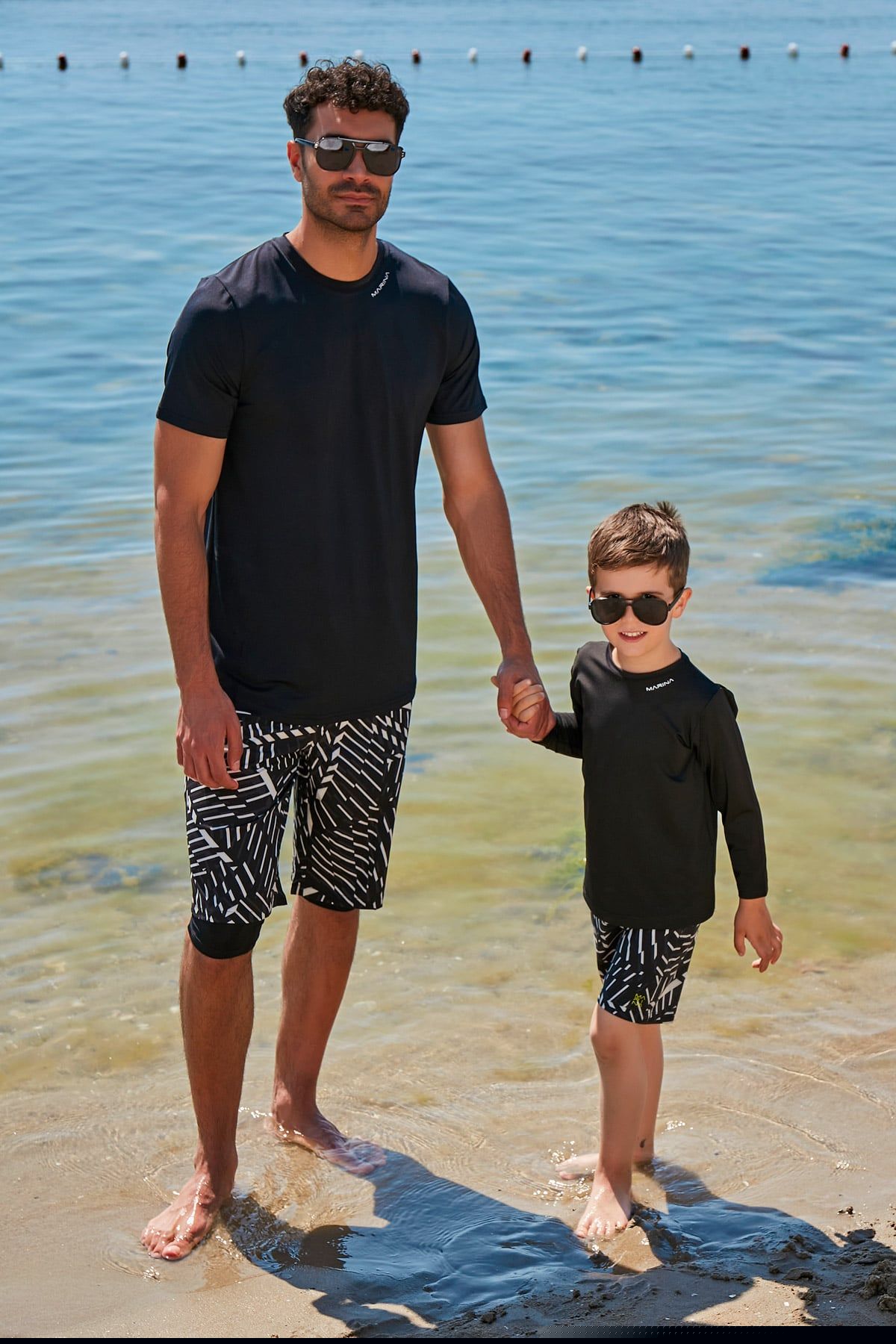 Lycra Black Boys Swim Shirts T2343