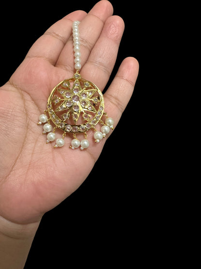 DJTK341 Hyderabadi  tika in shell pearls     (READY TO SHIP)