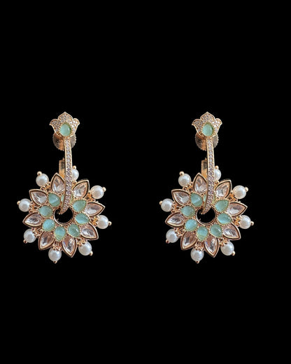 DER901 Mint green Polki earrings ( READY TO SHIP )