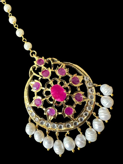 DJTK304 Naira tika in fresh water pearls  - RUBY ( READY TO SHIP )