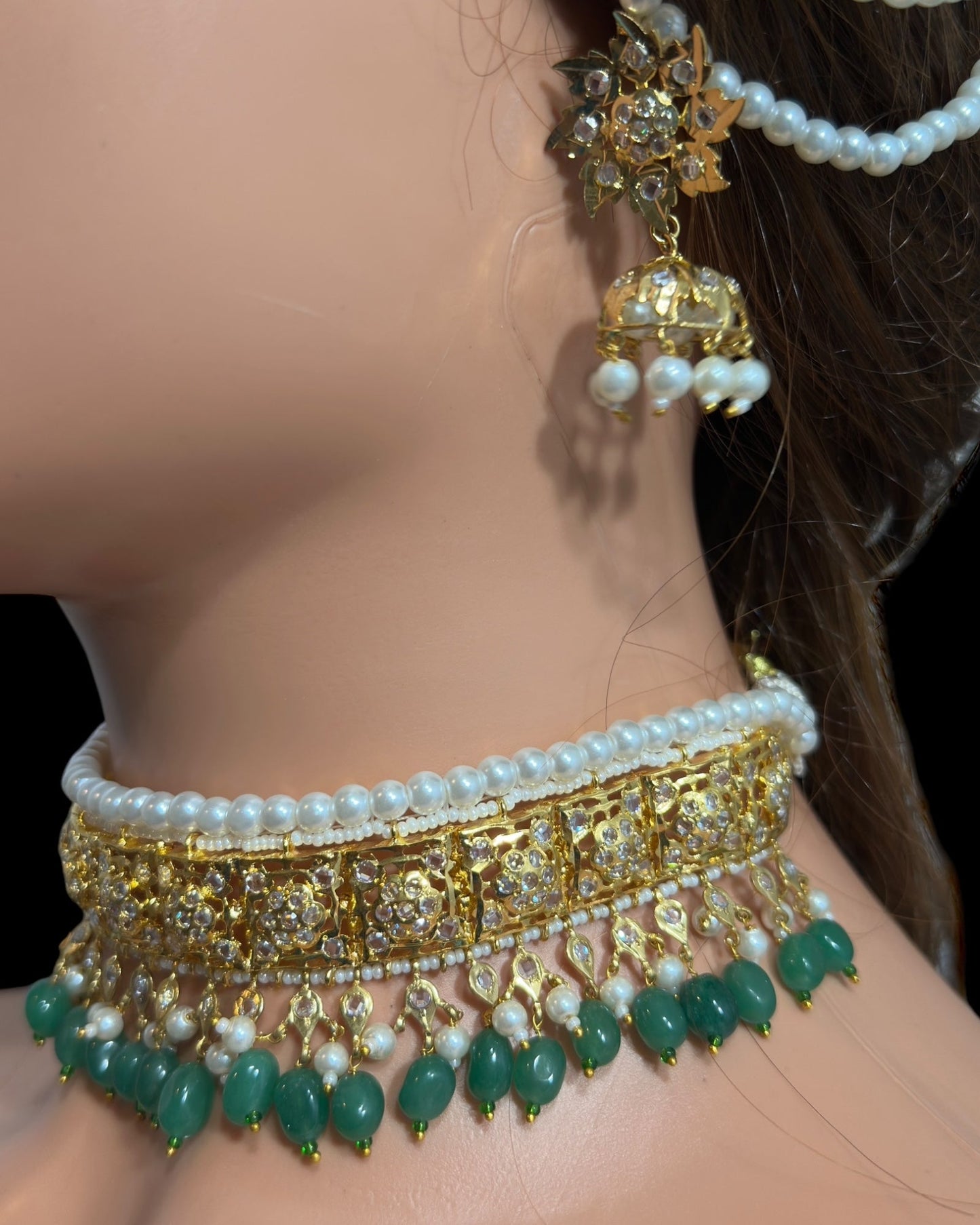 c562 sifat jadavi lacha in green  beads (READY TO SHIP  )