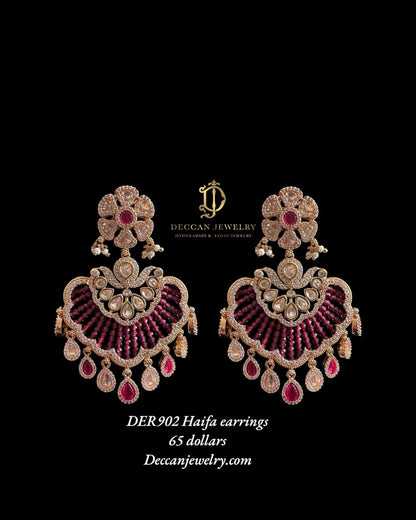DER902 Haifa Polki earrings - Ruby( READY TO SHIP )