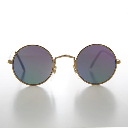 Small Round Hippy Mirror Lens Vintage Sunglass - Cana