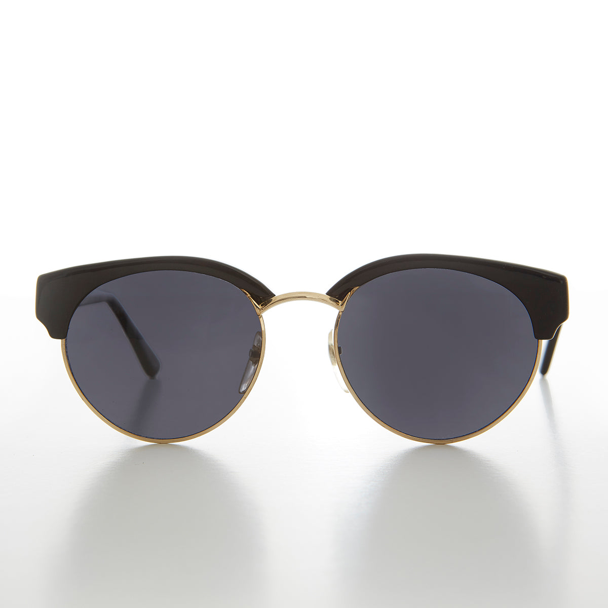 Round Half Frame Cat Eye Vintage Sunglass - Carrie