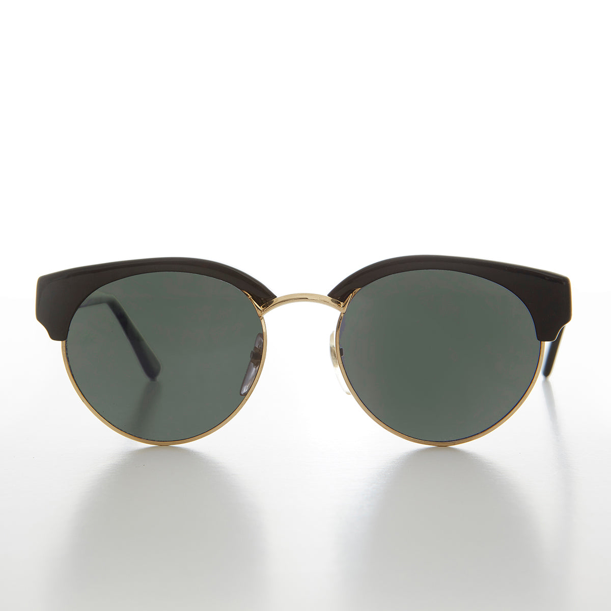 Round Half Frame Cat Eye Vintage Sunglasses - Carrie