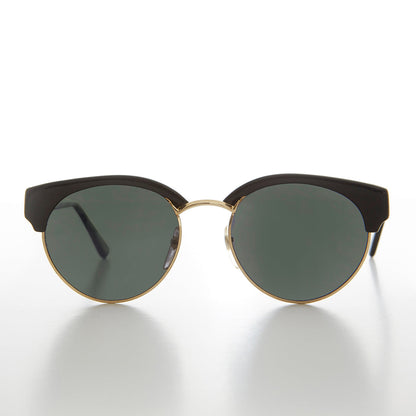 Round Half Frame Cat Eye Vintage Sunglasses - Carrie