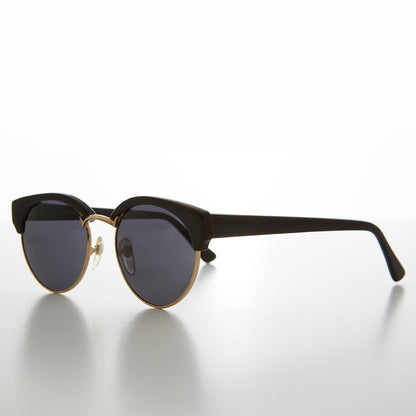 Round Half Frame Cat Eye Vintage Sunglass - Carrie