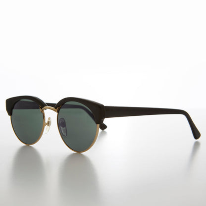 Round Half Frame Cat Eye Vintage Sunglasses - Carrie