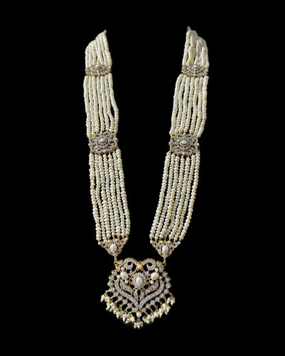 BR464 RAABYA fresh water pearl bridal choker Rani haar set with earrings tika ( READY TO SHIP )