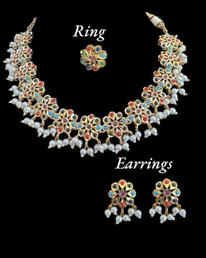 DNS175  Malavika flower set ( navratan )  (SHIPS IN 1 WEEK)