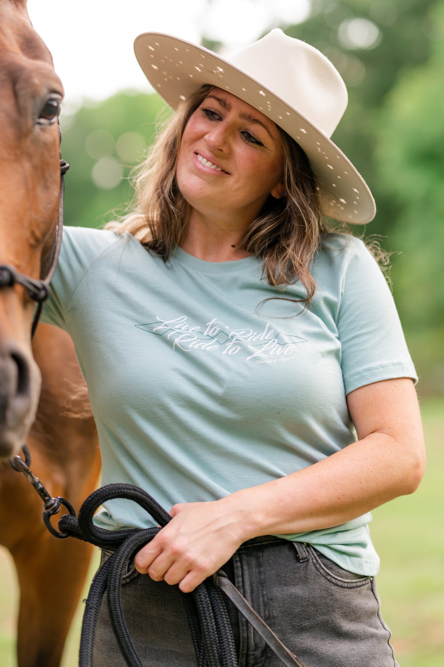 Live to Ride Tee: Sea Spray Blue (Ladies)