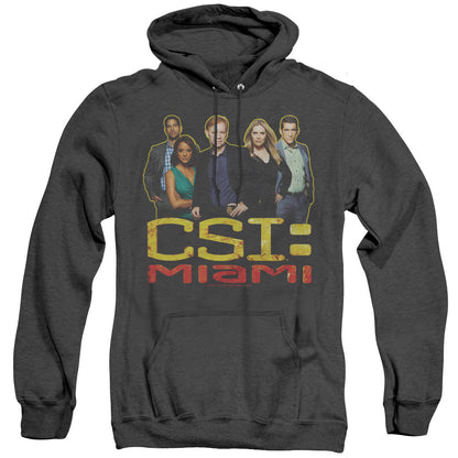 Csi Miami The Cast In Black Heather Mens Hoodie Black Officially Licensed