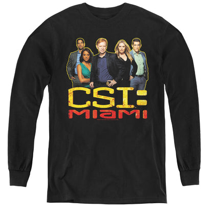 Csi Miami the Cast in Black Long Sleeve Kids Youth T Shirt Black Officially Licensed