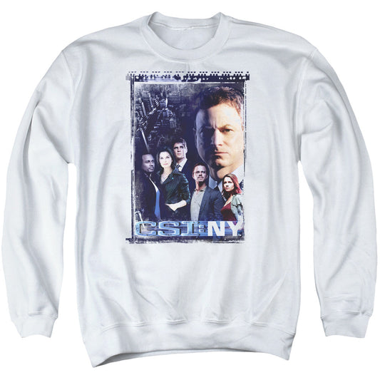 Csi Ny Watchful Eye Mens Crewneck Sweatshirt White Officially Licensed