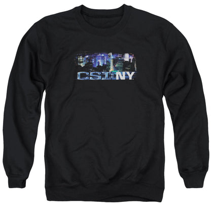 Csi Ny Never Rests Mens Crewneck Sweatshirt Black Officially Licensed