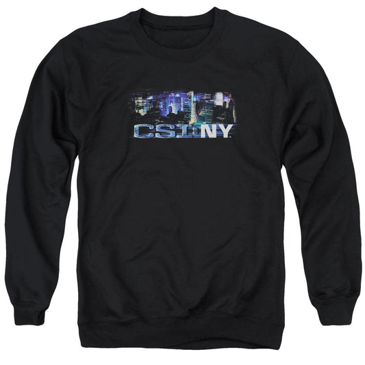 Csi Ny Never Rests Mens Crewneck Sweatshirt Black Officially Licensed