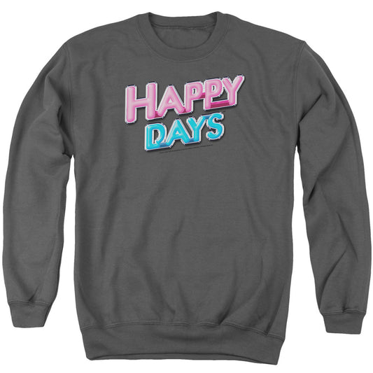 Happy Days Happy Days Logo Mens Crewneck Sweatshirt Charcoal Officially Licensed