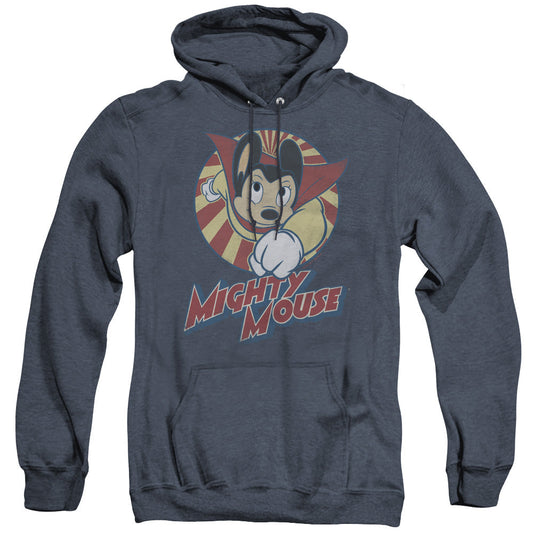 Mighty Mouse the One the Only Heather Mens Hoodie Navy Blue Officially Licensed