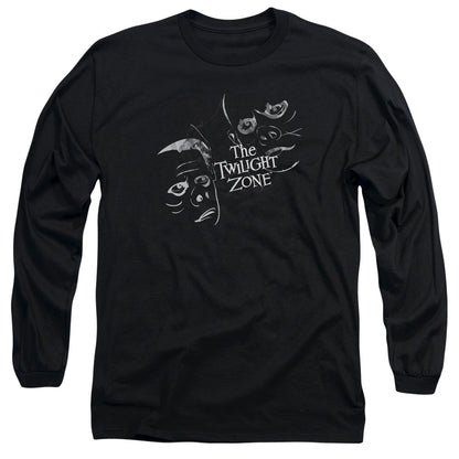 Twilight Zone Strange Faces Mens Long Sleeve Shirt Black Officially Licensed