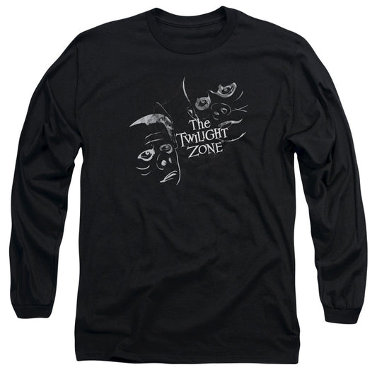 Twilight Zone Strange Faces Mens Long Sleeve Shirt Black Officially Licensed