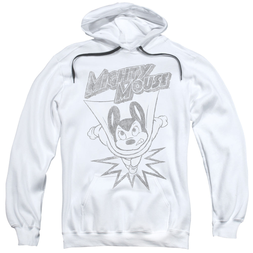 Mighty Mouse Bursting Out Mens Hoodie White Officially Licensed