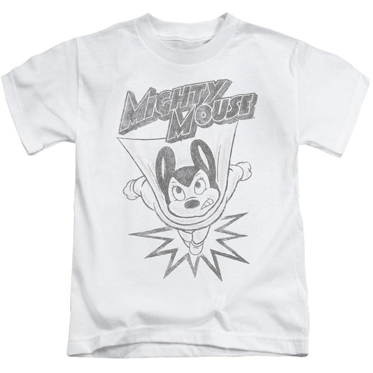Mighty Mouse Bursting Out Juvenile Kids Youth T Shirt White Officially Licensed