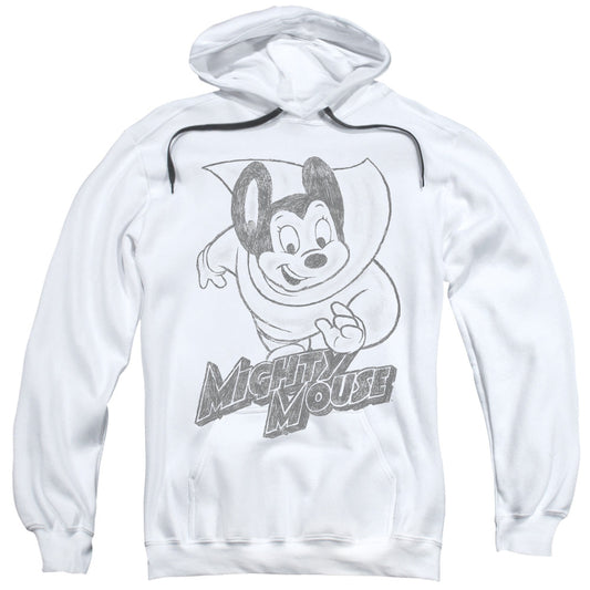 Mighty Mouse Mighty Sketch Mens Hoodie White Officially Licensed