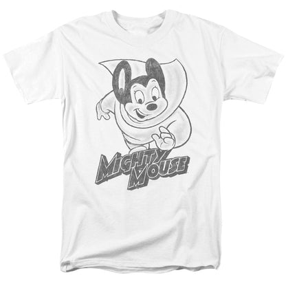 Mighty Mouse Mighty Sketch Mens T Shirt White Officially Licensed