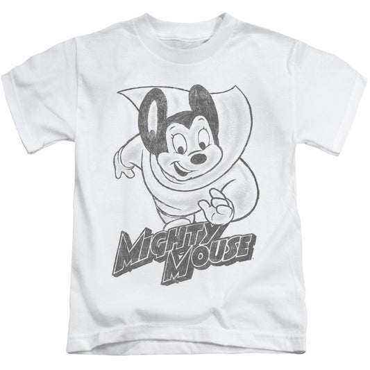 Mighty Mouse Mighty Sketch Juvenile Kids Youth T Shirt White Officially Licensed