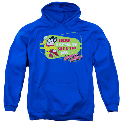 Mighty Mouse Here I Come Mens Hoodie Royal Blue Officially Licensed