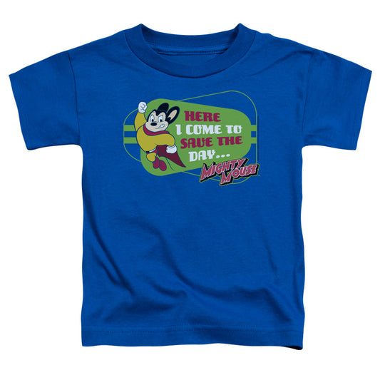 Mighty Mouse Here I Come Toddler Kids Youth T Shirt Royal Blue Officially Licensed
