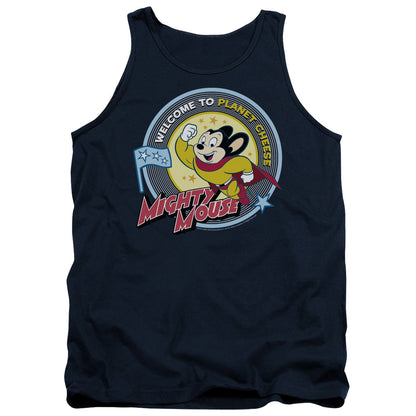 Mighty Mouse Planet Cheese Mens Tank Top Shirt Navy Officially Licensed