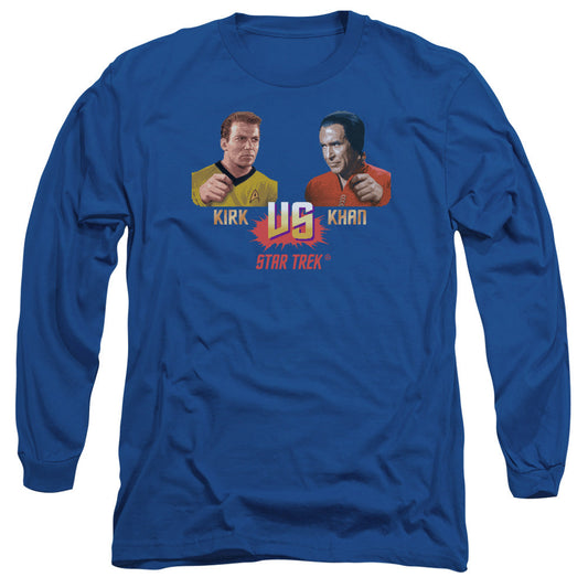 Star Trek Kirk Vs Khan Mens Long Sleeve Shirt Royal Officially Licensed