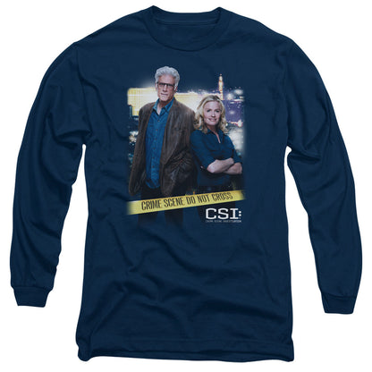 Csi Do Not Cross Mens Long Sleeve Shirt Navy Officially Licensed Officially Licensed