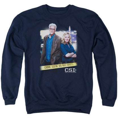 Csi Do Not Cross Mens Crewneck Sweatshirt Navy Officially Licensed