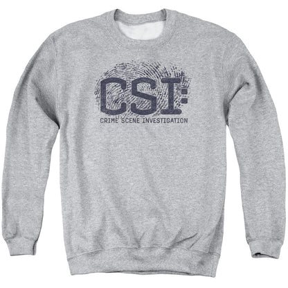 Csi Distressed Logo Mens Crewneck Sweatshirt Athletic Heather Officially Licensed
