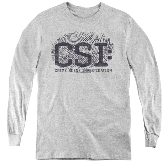 Csi Distressed Logo Long Sleeve Kids Youth T Shirt Athletic Heather Officially Licensed