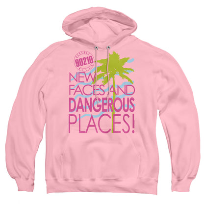 90210 Tagline Mens Hoodie Pink Officially Licensed