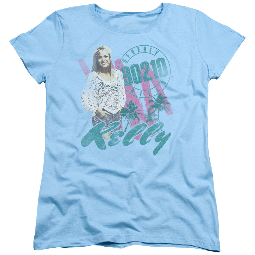 90210 Kelly Vintage Womens T Shirt Light Blue Officially Licensed