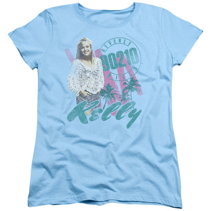 90210 Kelly Vintage Womens T Shirt Light Blue Officially Licensed