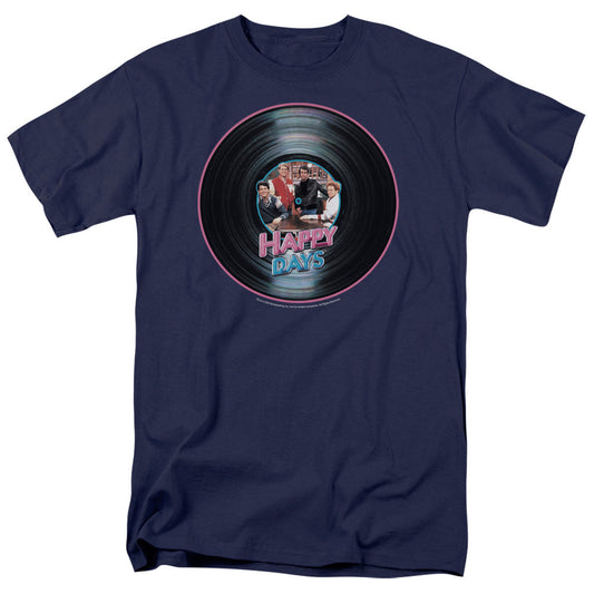 Happy Days On The Record Mens T Shirt Navy Officially Licensed