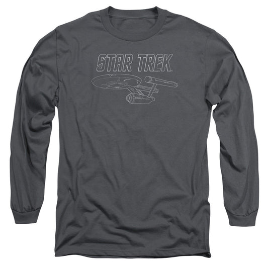 Star Trek Tos Enterprise Mens Long Sleeve Shirt Charcoal Officially Licensed Officially Licensed