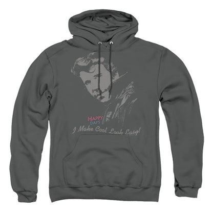 Happy Days Cool Fonz Mens Hoodie Charcoal Officially Licensed