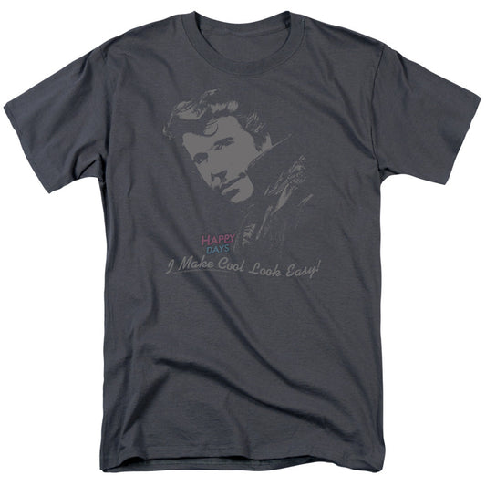 Happy Days Cool Fonz Mens T Shirt Charcoal Officially Licensed