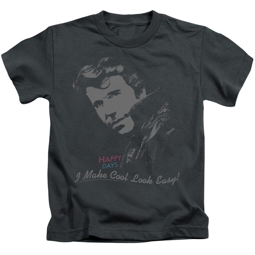 Happy Days Cool Fonz Juvenile Kids Youth T Shirt Charcoal Officially Licensed
